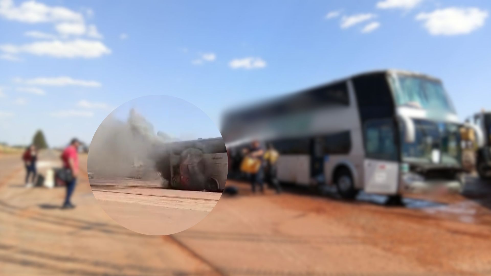 Fogo atinge traseira de ônibus com passageiros na BR-163 em MS