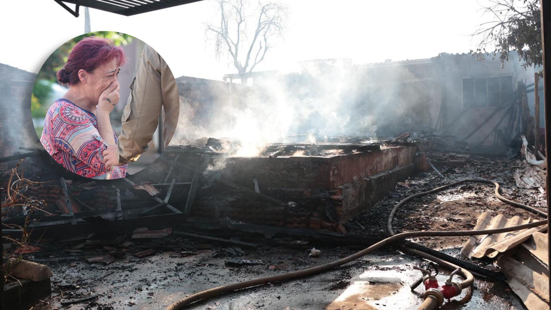 Moradora se desespera ao ver casa destruída por incêndio em Campo Grande: ‘Não tenho para onde ir’