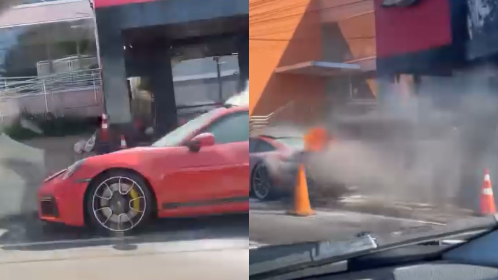 Porsche de R$ 1,5 milhão pega fogo enquanto dono comprava churrasco para o Dia dos Pais