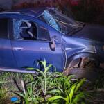 Carro capota, um morre e três ficam feridos próximo à Ponte do Grego em Terenos