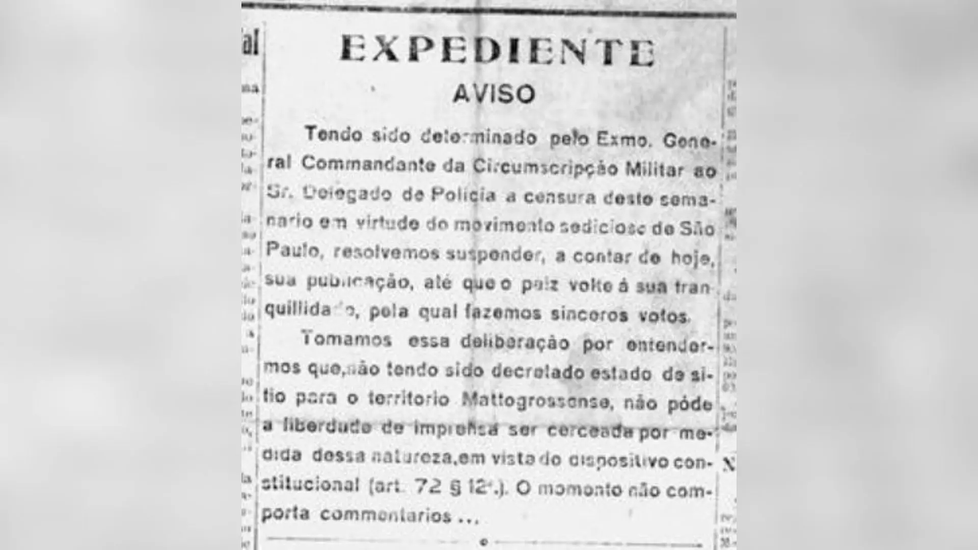 1924 – Ponta Porã: censurado, jornal suspende circulação