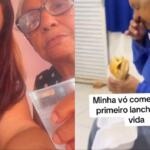 Neta viraliza ao mostrar avó livre após relação abusiva: ‘Primeiro lanche da vida’