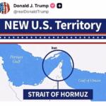Trump posta imagem do Estreito de Ormuz como território dos EUA
