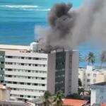 Incêndio atinge hotel à beira-mar em Maceió