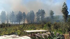 Incêndio atinge vegetação próxima à comunidade no Jardim Noroeste