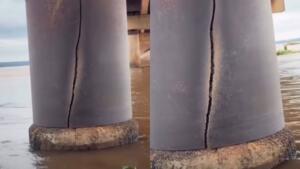 Rachadura gigante na estrutura da ponte que conecta MS ao Paraná preocupa motoristas