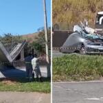 Passarela desaba em Vargem após ser atingida por caminhão; dois morreram