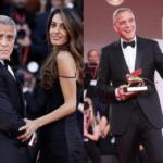 Ao lado de Amal, George Clooney esbanja simpatia no Festival de Cinema de Veneza e recebe Leão de Ouro