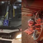 Acidente destrói moto e motociclista fica ferido após batida com ônibus na Vila Taquarussu