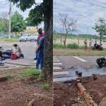 Acidente entre motocicletas deixa duas pessoas feridas no bairro Santo Antônio