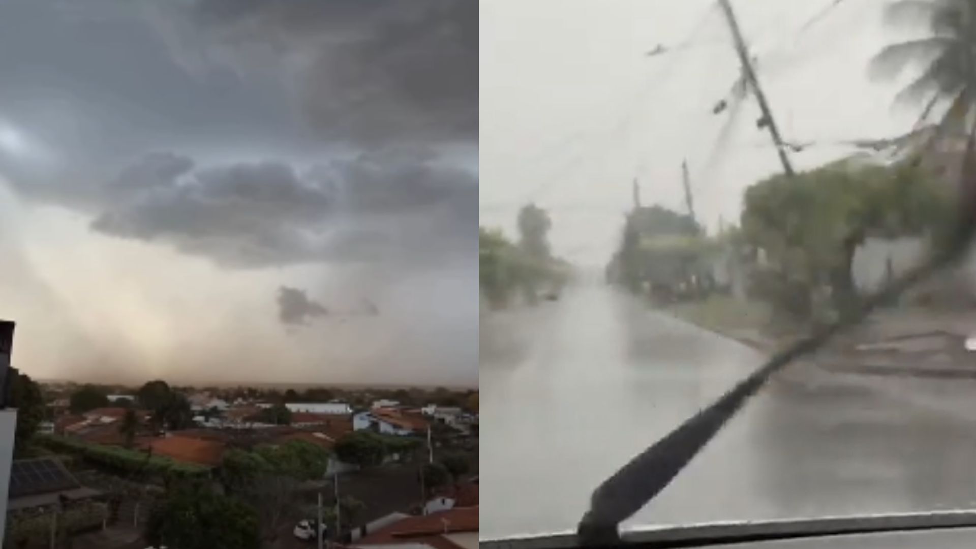 Imagens mostram início de vendaval que causou estragos em Três Lagoas