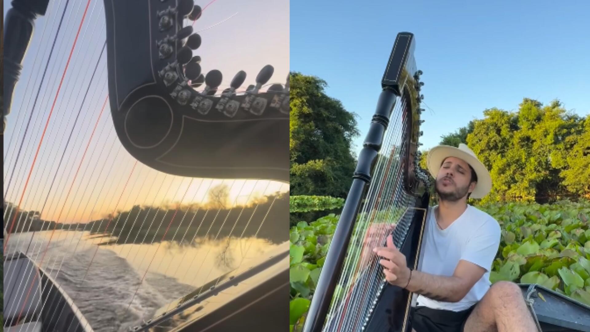 Já viu? Saiba quem é o barqueiro misterioso que toca harpa pelos rios do Pantanal de MS