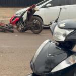 Acidente entre carro e motos deixa um ferido no Jockey Club