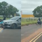Acidente entre carro e moto deixa ferido na Avenida Três Barras, em Campo Grande