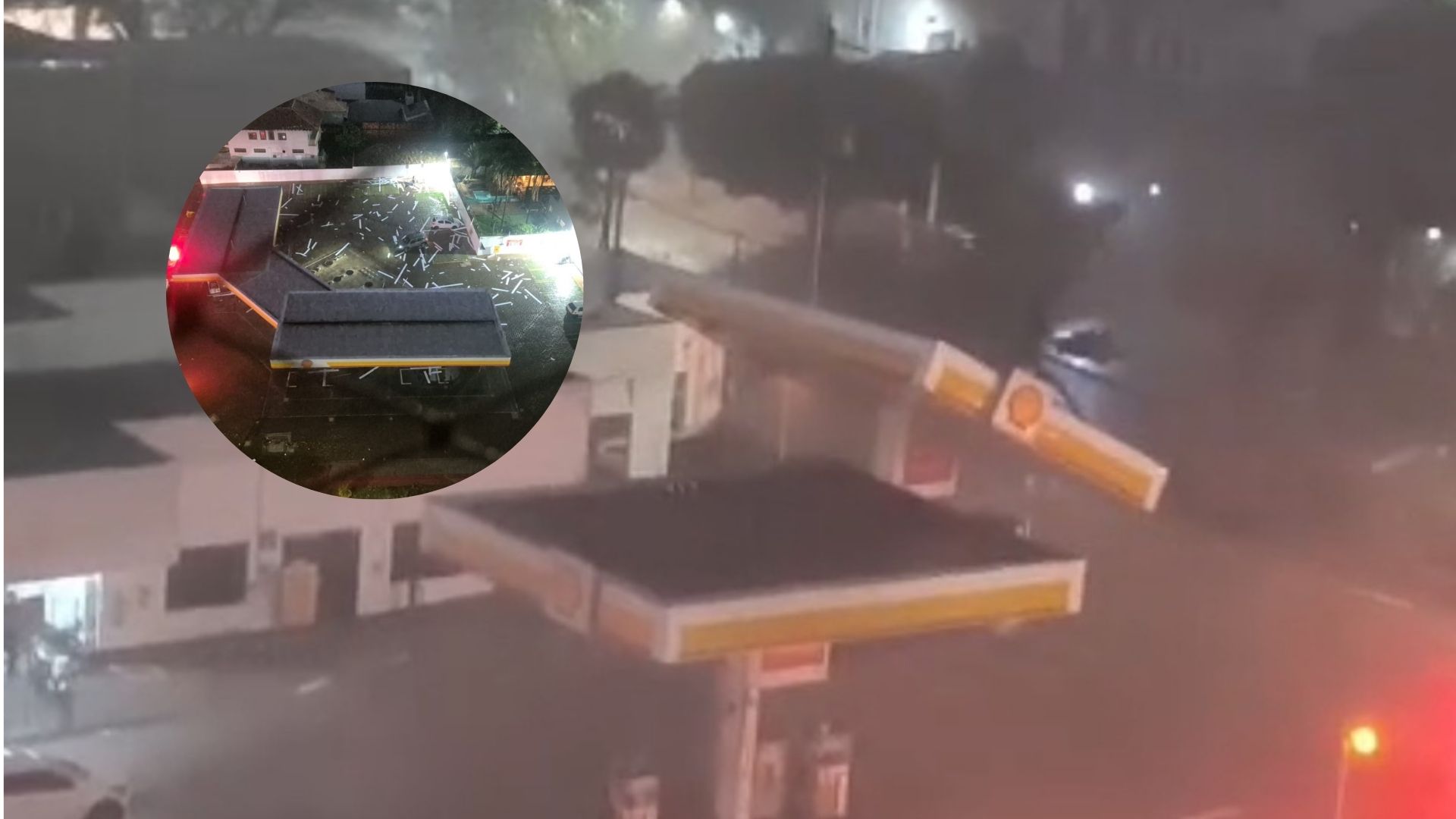 Temporal danifica forro e balança teto de posto de gasolina na Rachid Neder