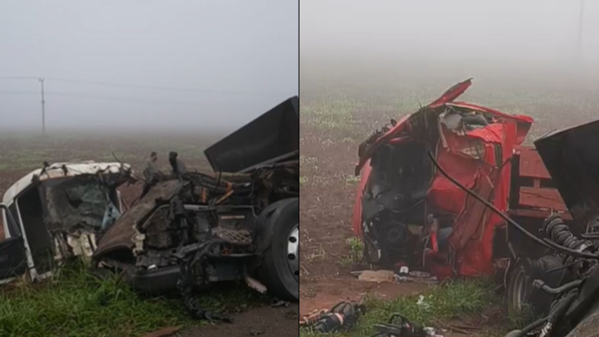 Batida entre duas carretas arranca cabines e deixa motorista morto na MS-157 em Itaporã