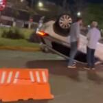 VÍDEO: carro capota em acidente na rotatória da 14 de Julho com Mascarenhas