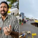 Entrada de mansão de Nicolas Cage desaba e abre cratera em Malibu
