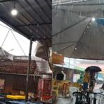 Chuva danifica cobertura de praça de alimentação e causa transtornos na Feira de Dourados