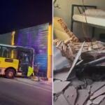 Ônibus bate em motel e derruba parede em BH