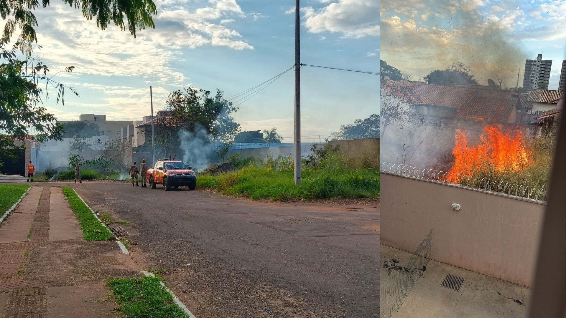 Incêndio em terreno baldio prejudica moradores de residencial no Jardim São Lourenço