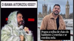 ‘O Ibama autorizou?’ Evaristo Costa debocha de casaco de pelinho e padre Fabio de Melo rebate