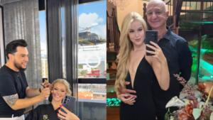 Ex-prefeito que casou com adolescente ‘fiscaliza’ de helicóptero esposa 49 anos mais jovem