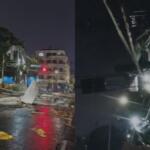 VÍDEO: Com ventania, telhado da Estação Ferroviária cai sobre poste e calçada na Avenida Mato Grosso