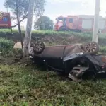 Motorista morre após veículo sair da pista e capotar na BR-376 em Fátima do Sul