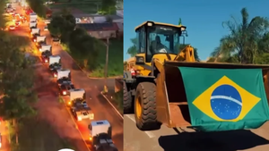 Mobilização por Flávio Bolsonaro tem até trator e caminhão no interior de MS