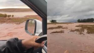 Açude transborda e alaga estradas rurais em Antônio João