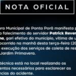 Prefeitura de Ponta Porã lamenta morte de gari e emite nota de pesar