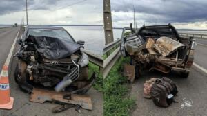 Motorista se distrai ao pegar objeto e colide com picape no trecho entre MS e SP