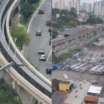 Trem derruba guindaste que caiu em monotrilho na Zona Leste de São Paulo