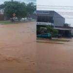 Vídeos mostram Avenida dos Cafezais tomada por água após temporal em Campo Grande