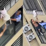 Criança fica presa em grade do 12º andar de prédio na China e mobiliza vizinhos