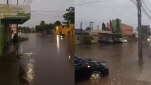 Chuva intensa atinge Três Lagoas e carros ficam parcialmente submersos em enxurrada