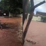 Chuva transforma rua do Cidade Morena em rio neste domingo: ‘vamos pescar?’