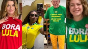 Com looks temáticos, artistas votam neste domingo: ‘Já votaram?’