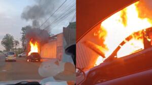 VÍDEO: Carro pega fogo e assusta motoristas na Três Barras