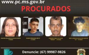 Polícia divulga cartaz com quatro procurados por homicídio em Dourados