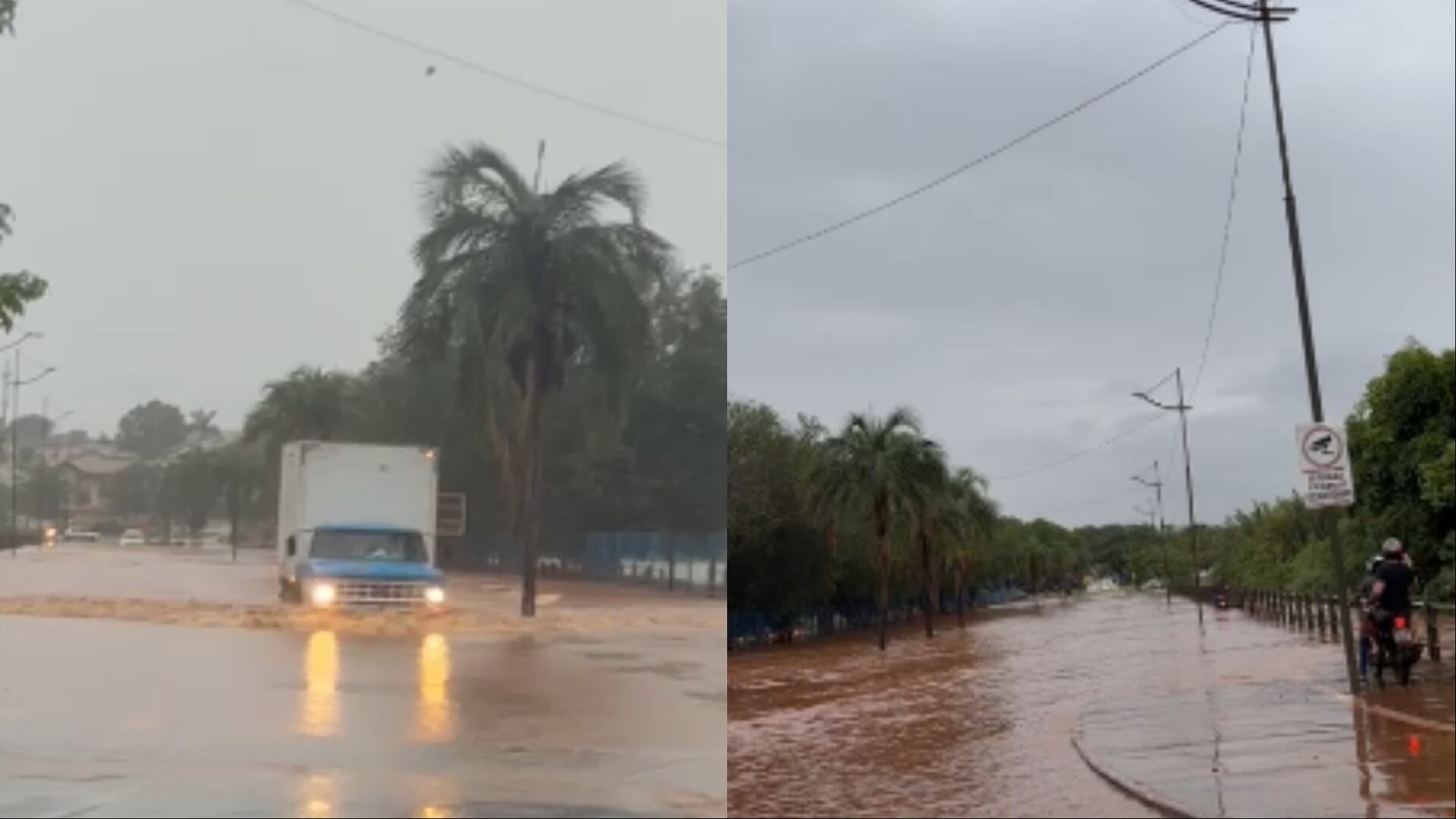 Lago do Amor volta a transbordar e trava trânsito na Avenida Senador Filinto Müller